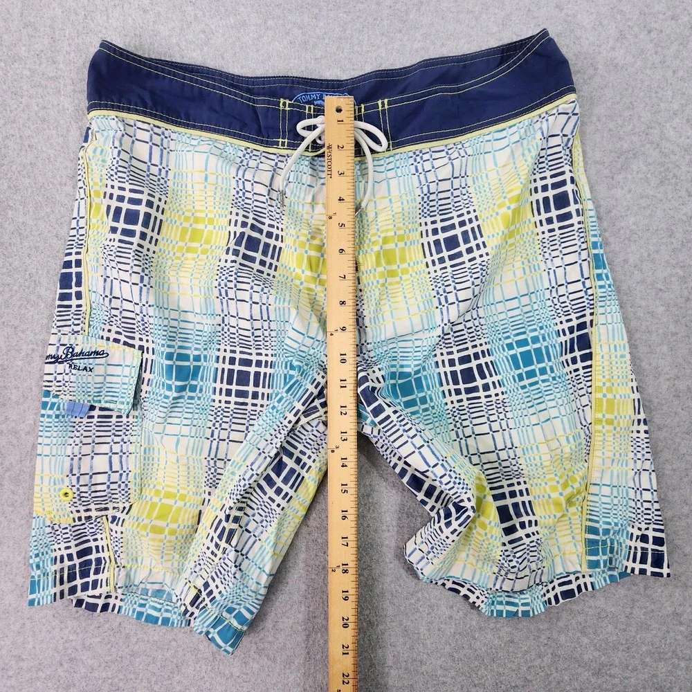 Tommy Bahama Relax Swim Trunks Mens 37x10 Blue Plaid Hawaiian Boardshorts Tag 38