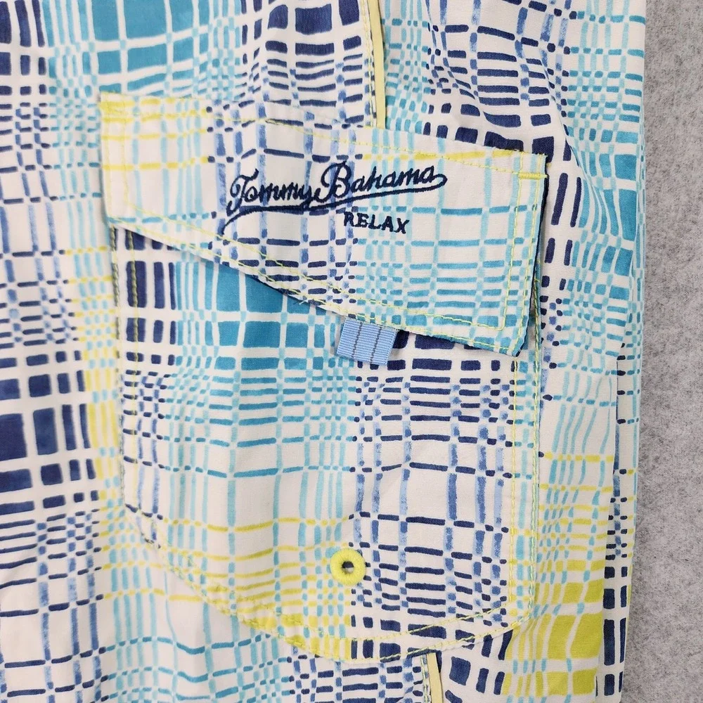 Tommy Bahama Relax Swim Trunks Mens 37x10 Blue Plaid Hawaiian Boardshorts Tag 38