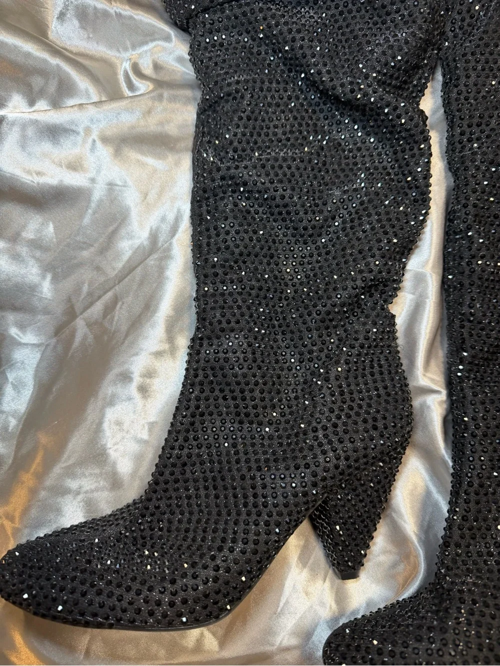 INC Black Sequin Knee-High Women's Boots Size 10
