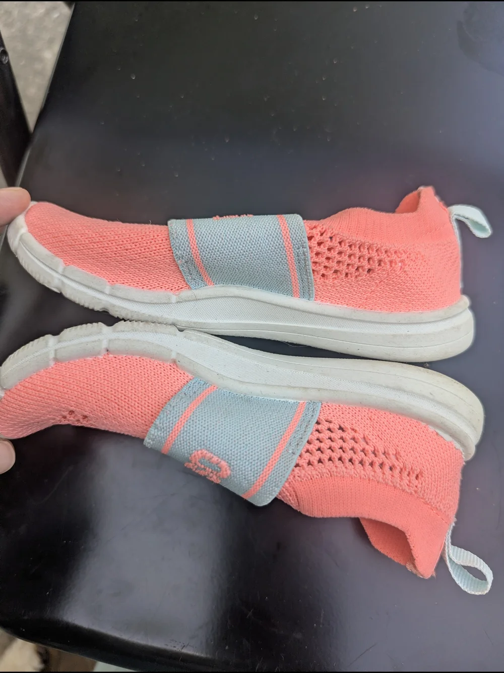OshKosh B'gosh Coral Knit Slip-On Sneakers with Aqua Logo Strap