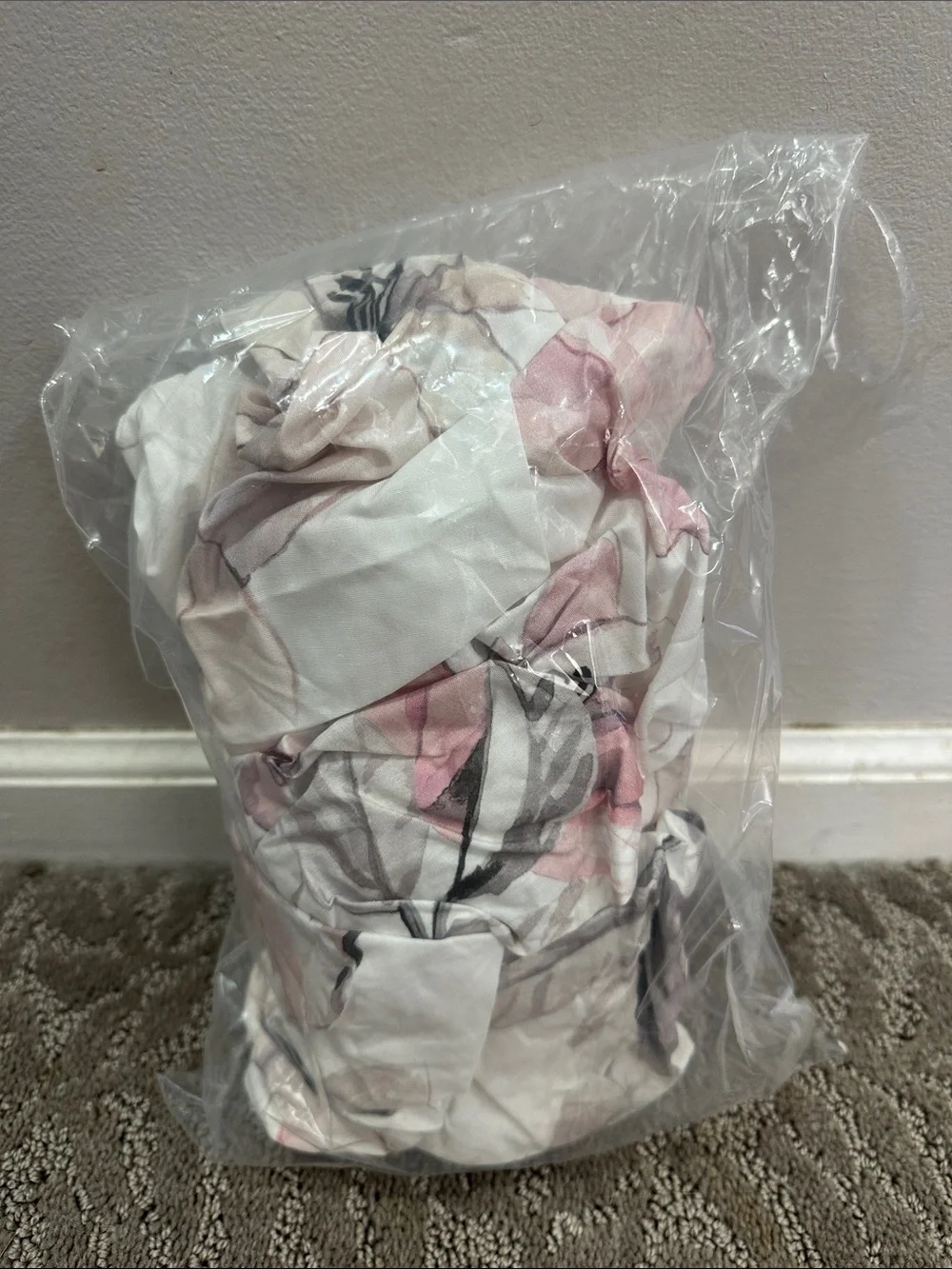 Soft Pink Floral Sheet Set with Gray Accents - Home Bedding