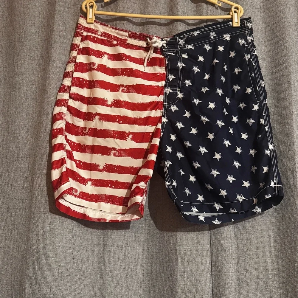 Vintage American Flag Board Shorts USA Swim Trunks L Fits XL
