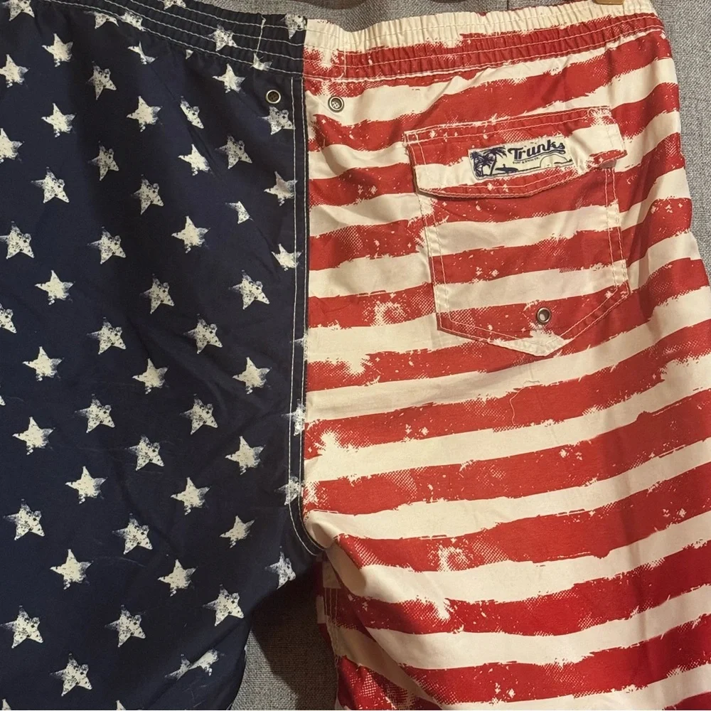 Vintage American Flag Board Shorts USA Swim Trunks L Fits XL