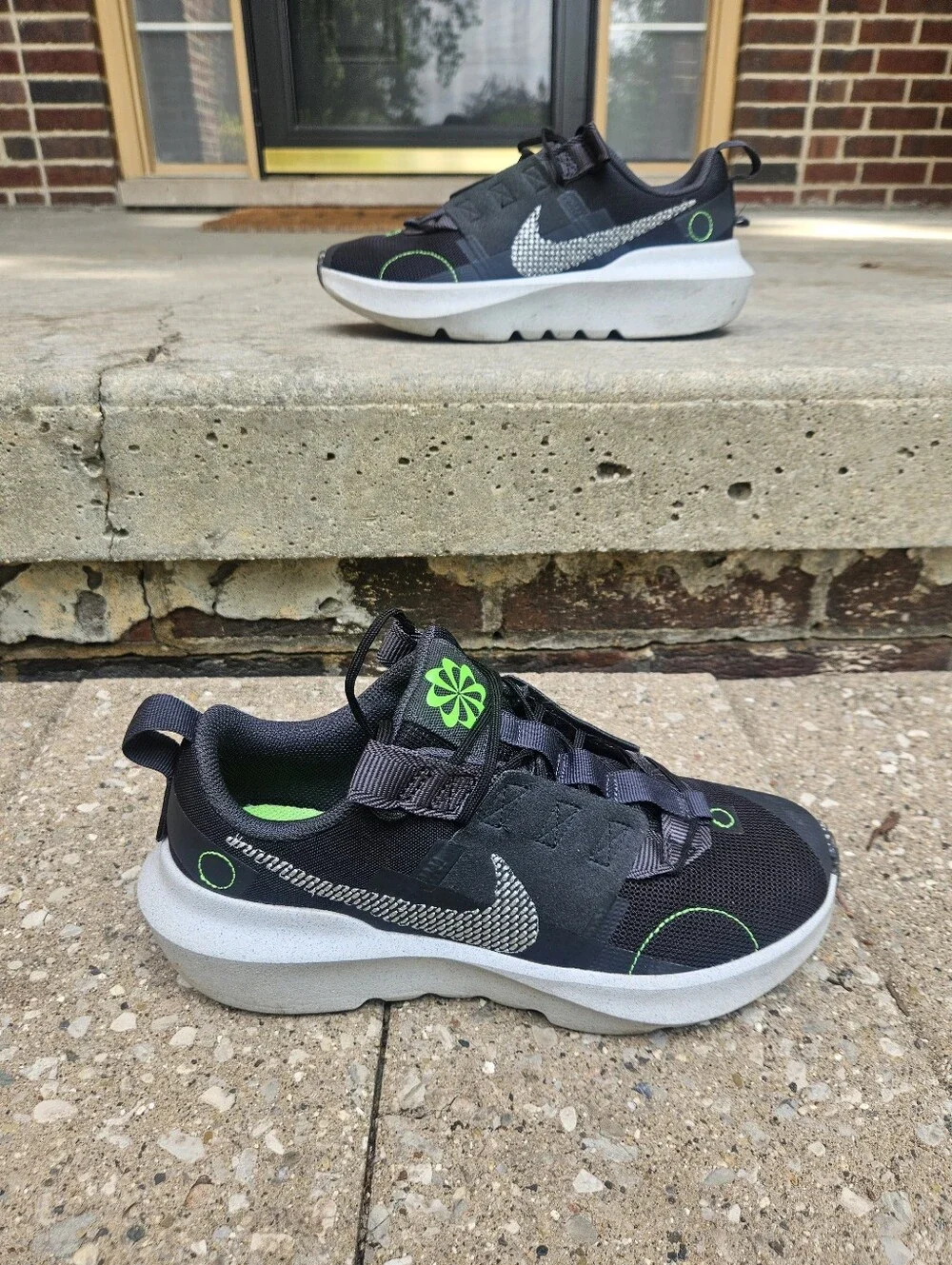 Nike Kids Black Sneakers with Neon Green Accents