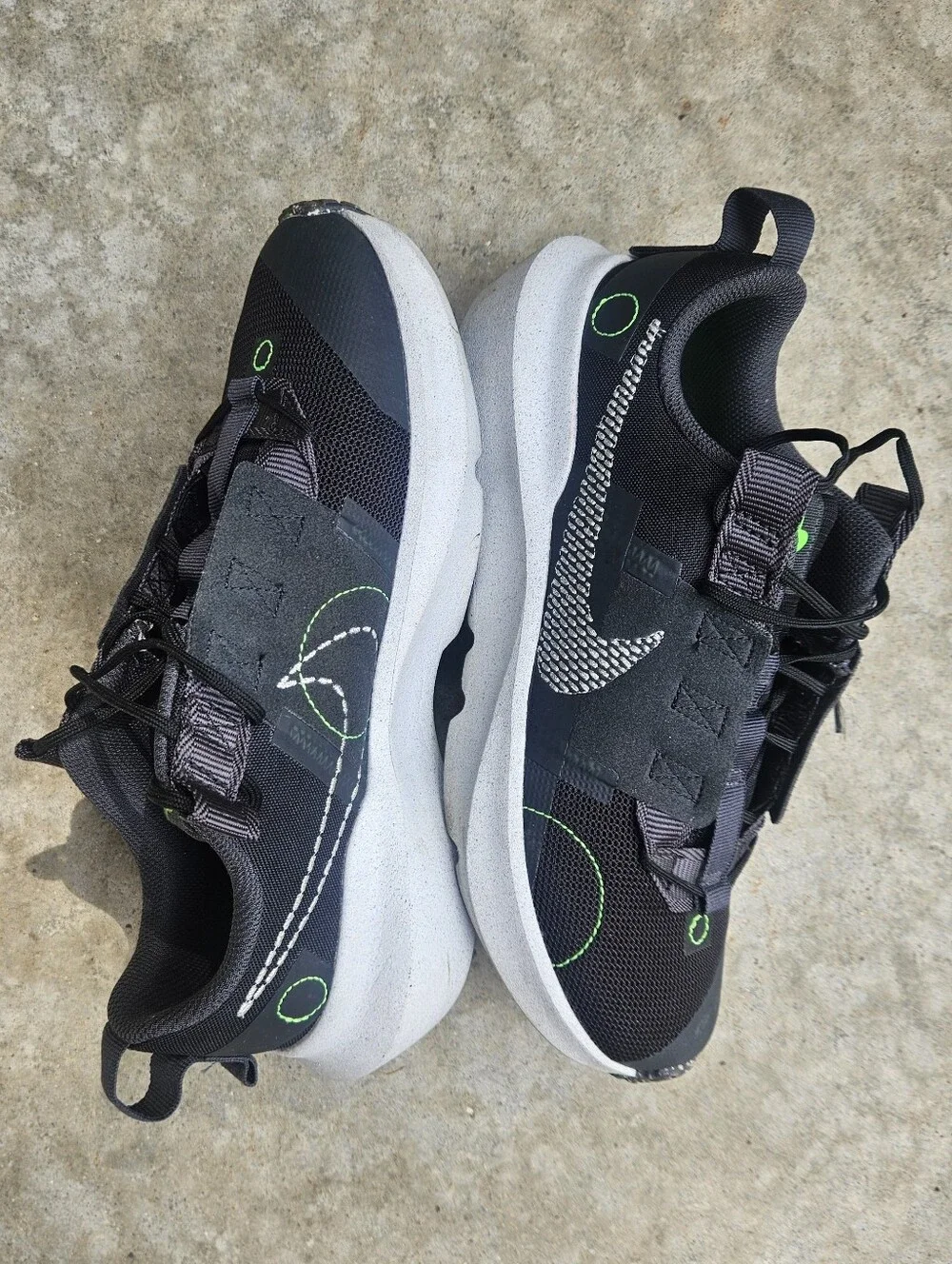 Nike Kids Black Sneakers with Neon Green Accents