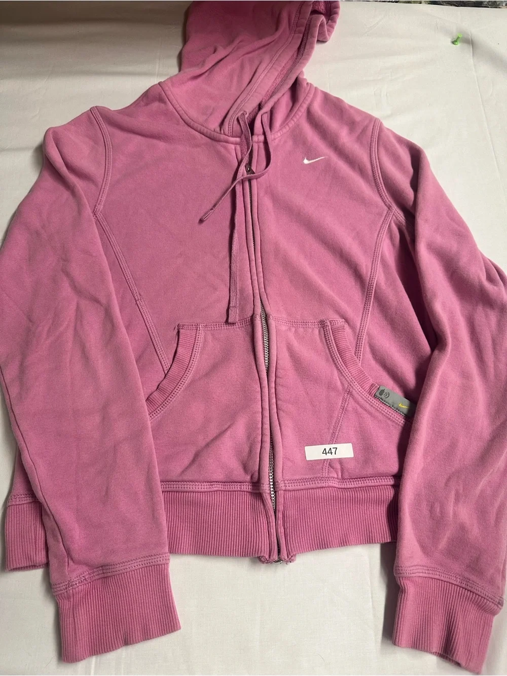 Nike Pink Sherpa-Lined Hoodie with White Swoosh