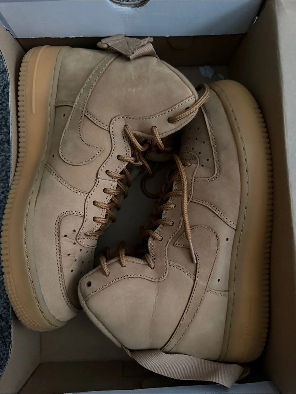 Nike Men's High-Top Sneakers in Tan Suede