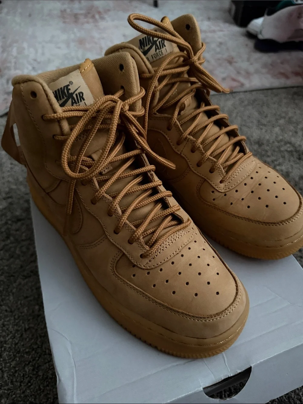 Nike Men's High-Top Sneakers in Tan Suede