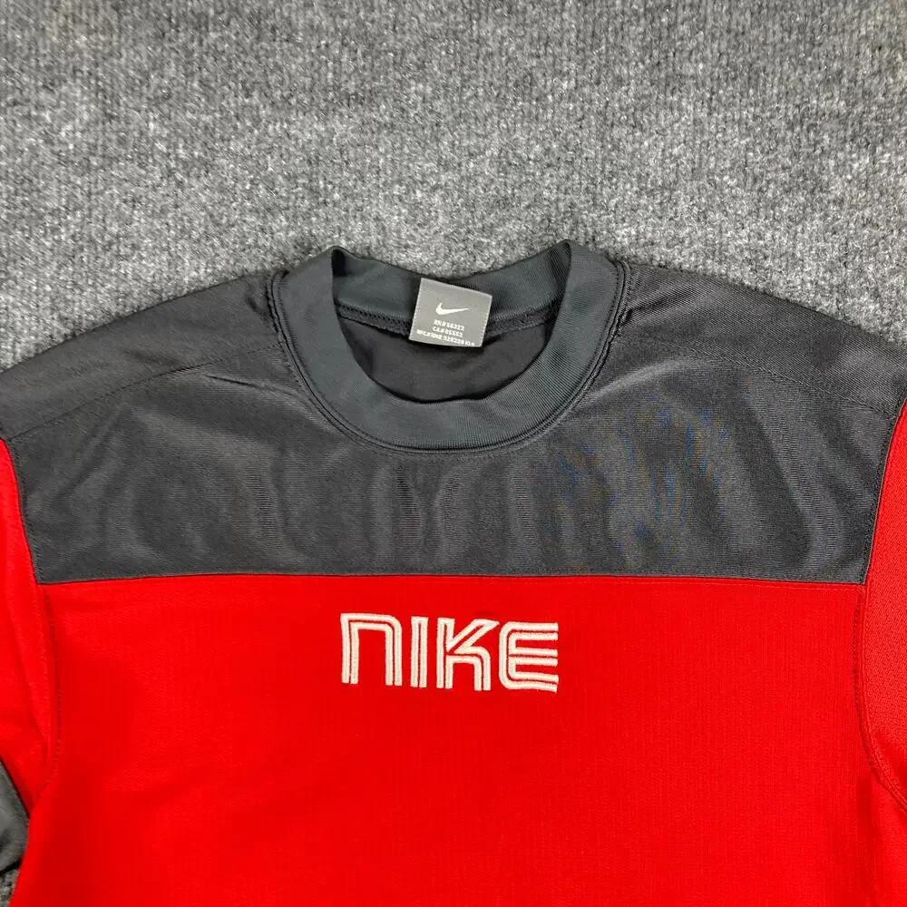 Nike T Shirt Boys L 14-16 Red Black Athletic‎ Logo Short Sleeve