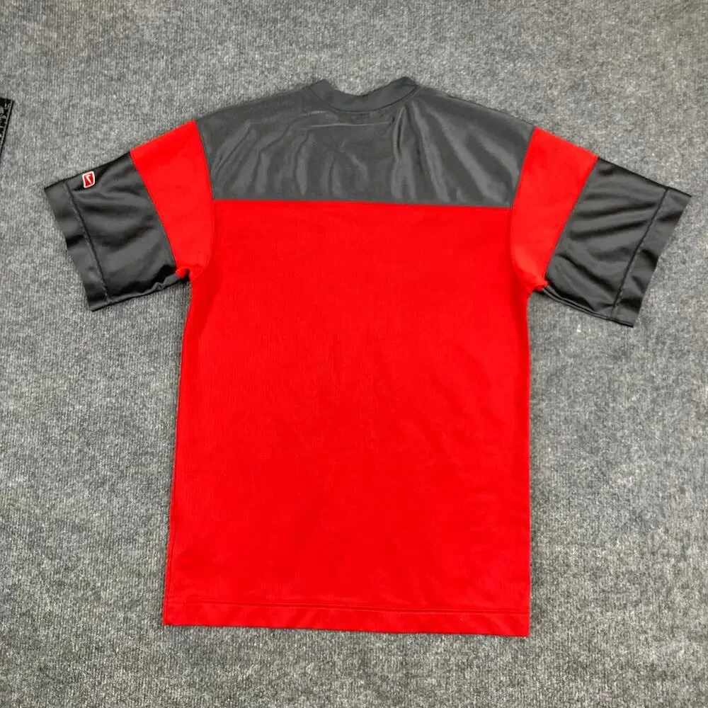 Nike T Shirt Boys L 14-16 Red Black Athletic‎ Logo Short Sleeve