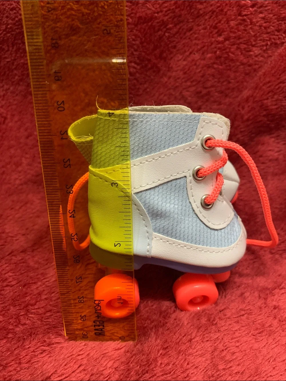 Kids Light Blue High-Top Roller Boots with Bright Orange Laces