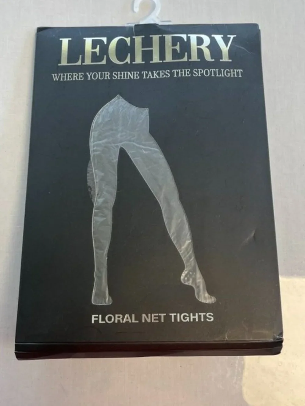 Lechery Floral Net Tights Black L/XL Fishnet Pantyhose NWT