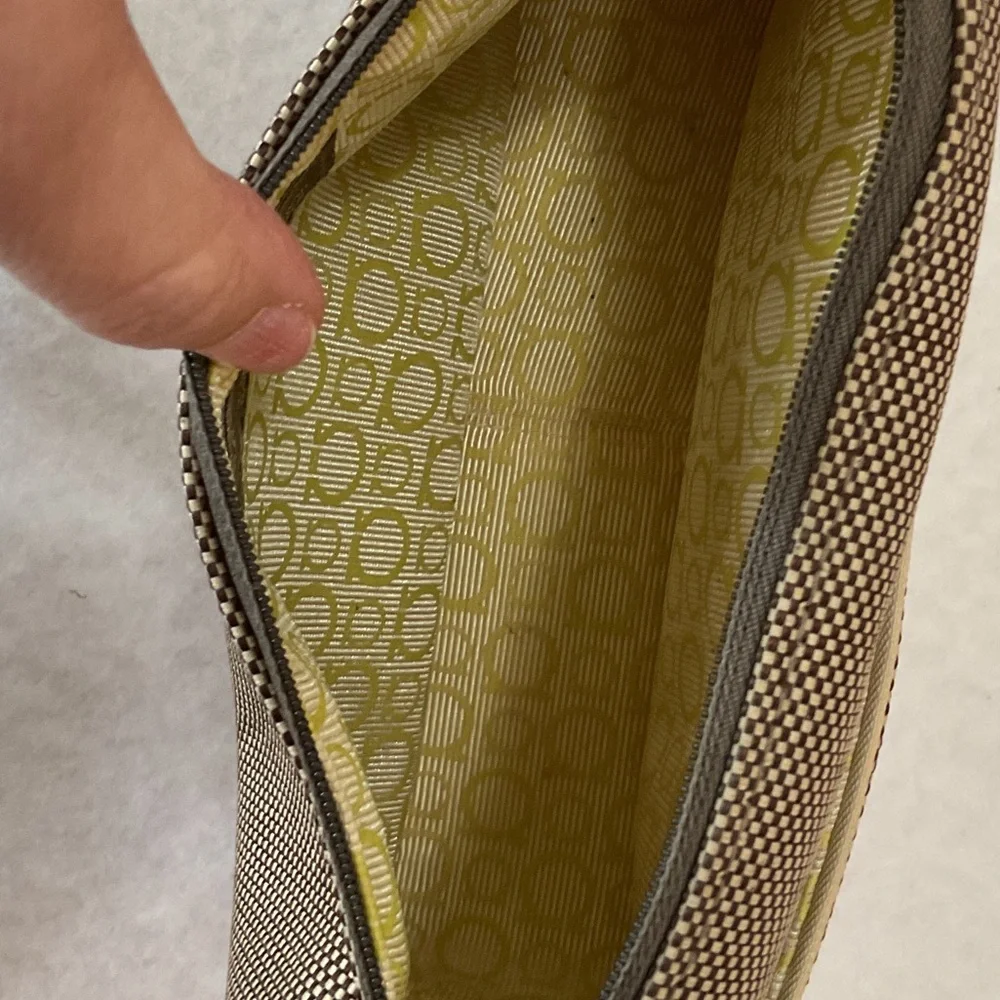 Salvatore Ferragamo Brown Textured Canvas Toiletry Pouch with Gold Accent