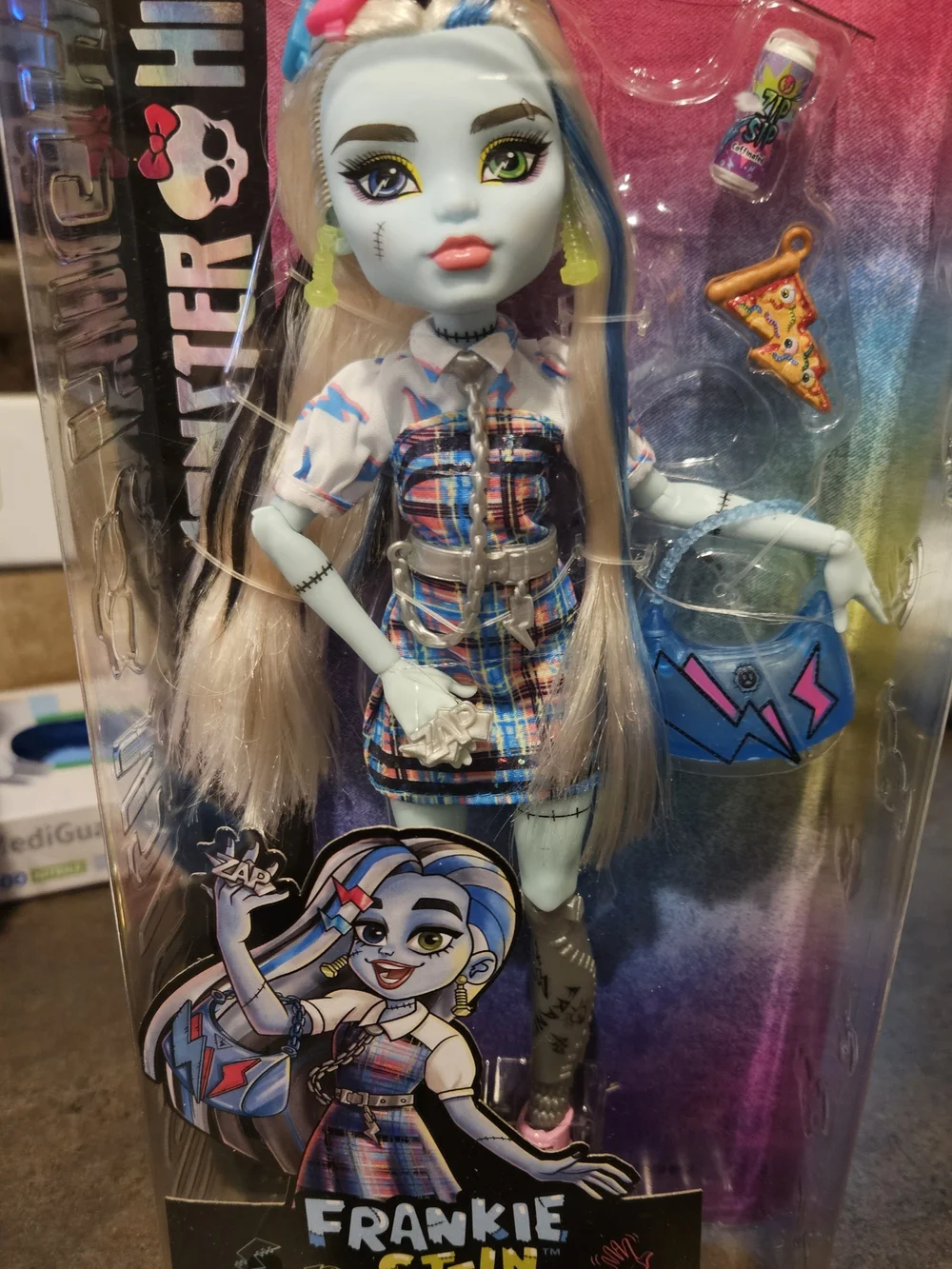Monster High Frankie Stein Doll — Blue, White, Black, Pink