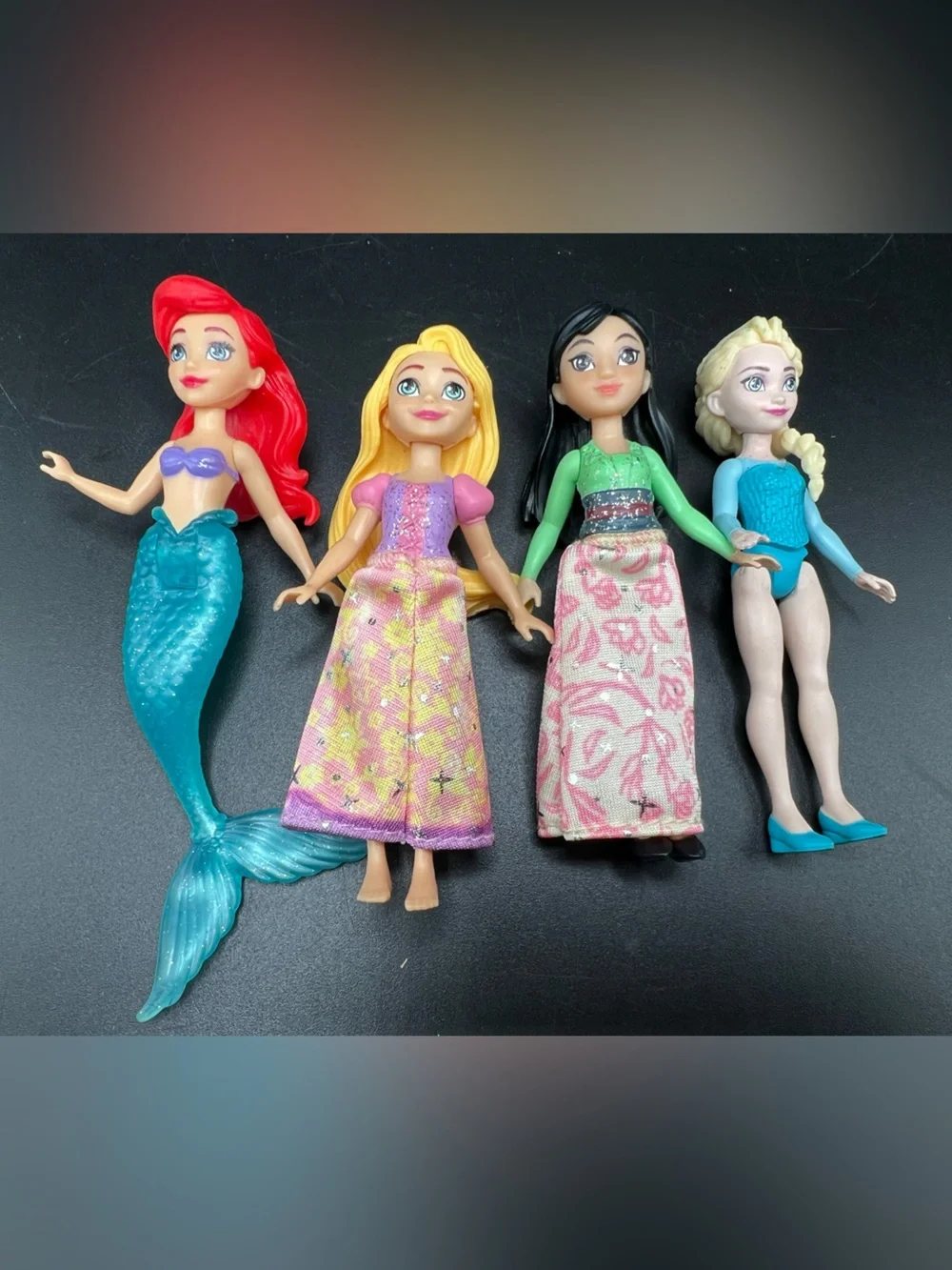 Mattel Small Doll Toys Cake Top Ariel Rapunzel Mulan Elsa 4” Disney