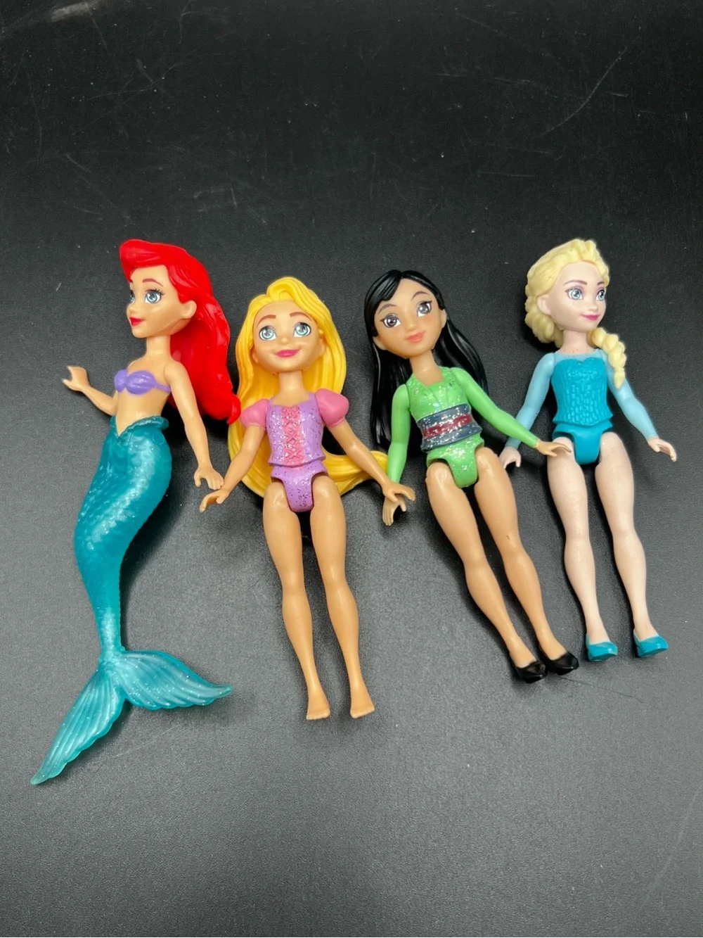 Mattel Small Doll Toys Cake Top Ariel Rapunzel Mulan Elsa 4” Disney