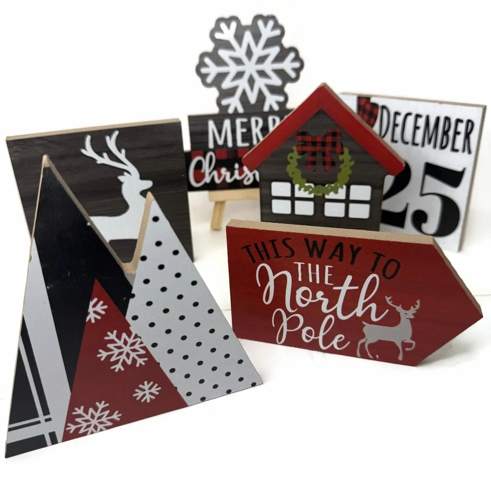 Festive Holiday Tiered Tray Decor Lot 11 Pieces