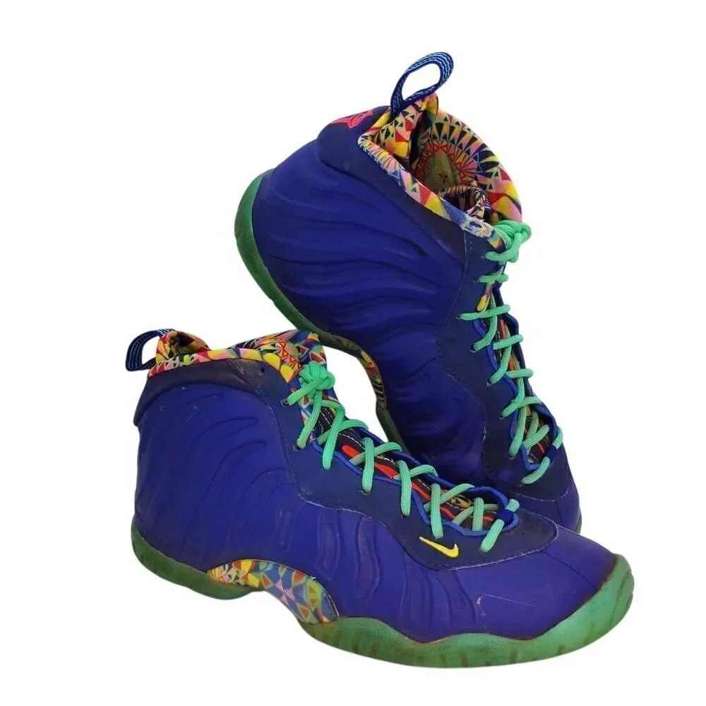 Nike Little Posite One ASN Big Boys Pre-owned Blue & Green Sneakers - sz. 6Y