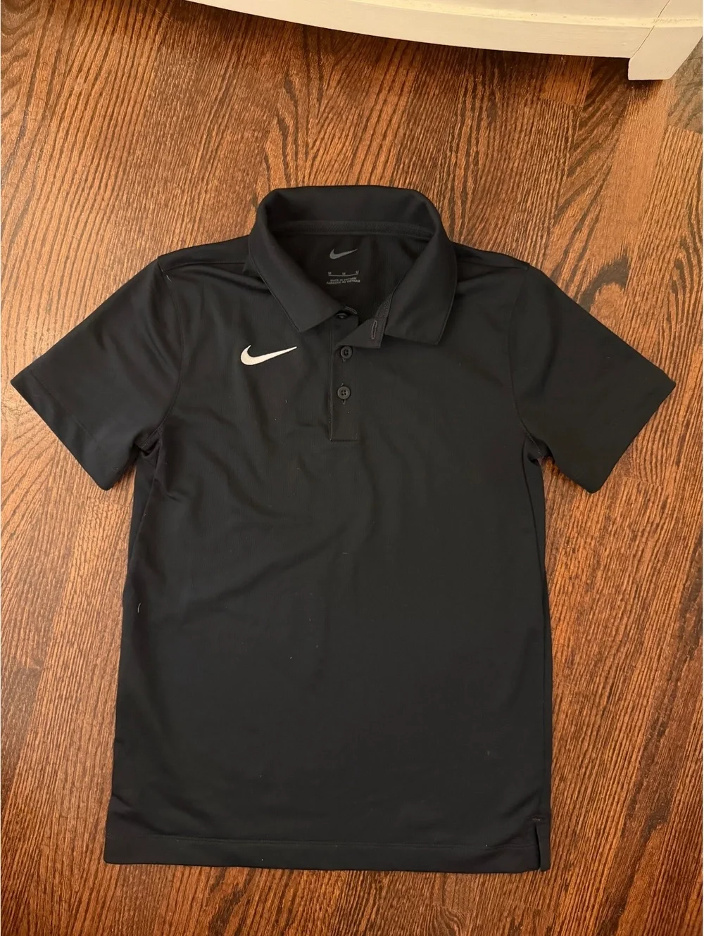 Nike Boys Youth Medium Black Dri-FIT Polo Shirt Performance Short Sleeve