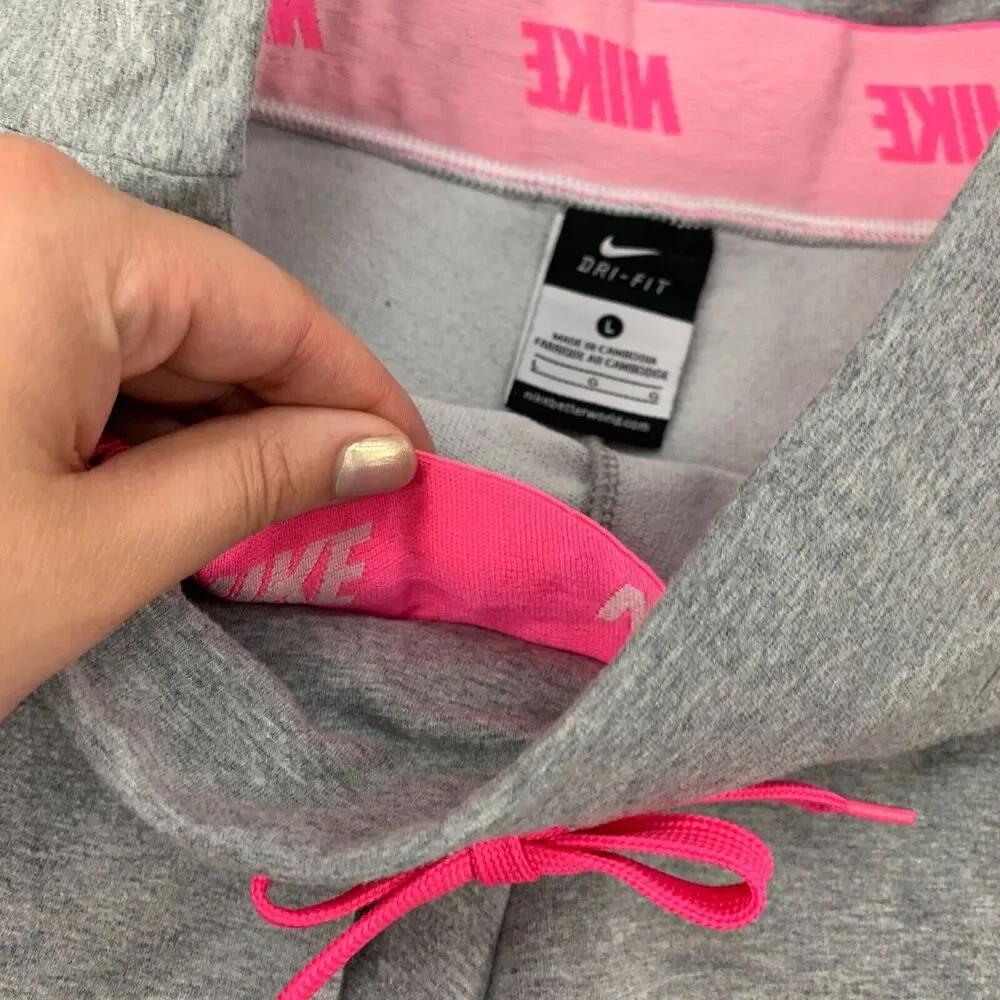 Nike Capri Sweatpants Girls L Large Gray Dri Fit Victory Cotton Nylon Blend Pant