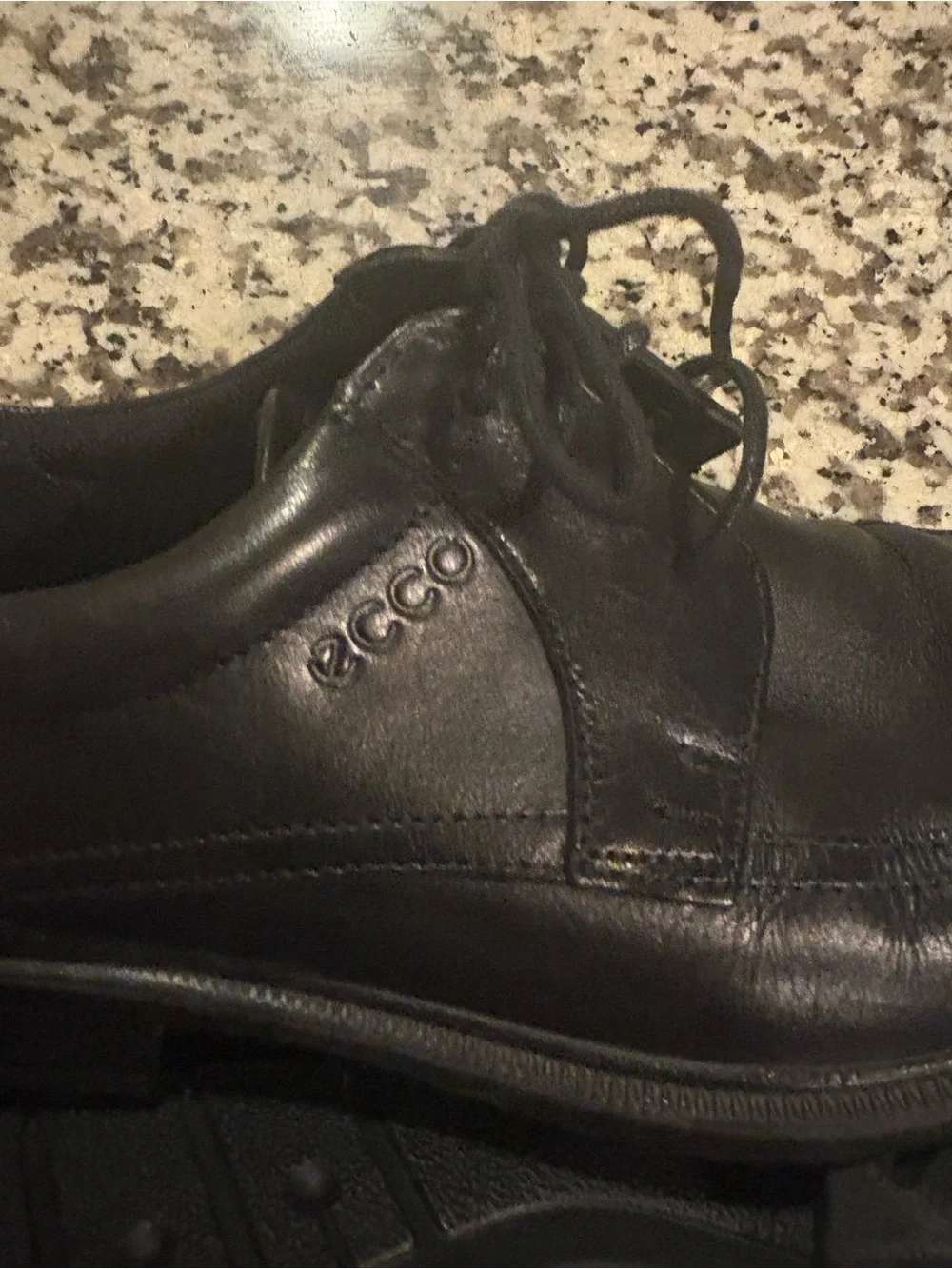 Nwot Ecco Men's Black Leather Lace-Up Derby