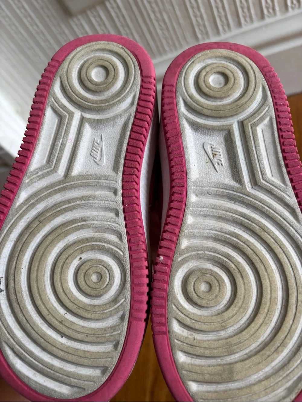 Nike White Low-Top Sneakers with Hot Pink Swoosh