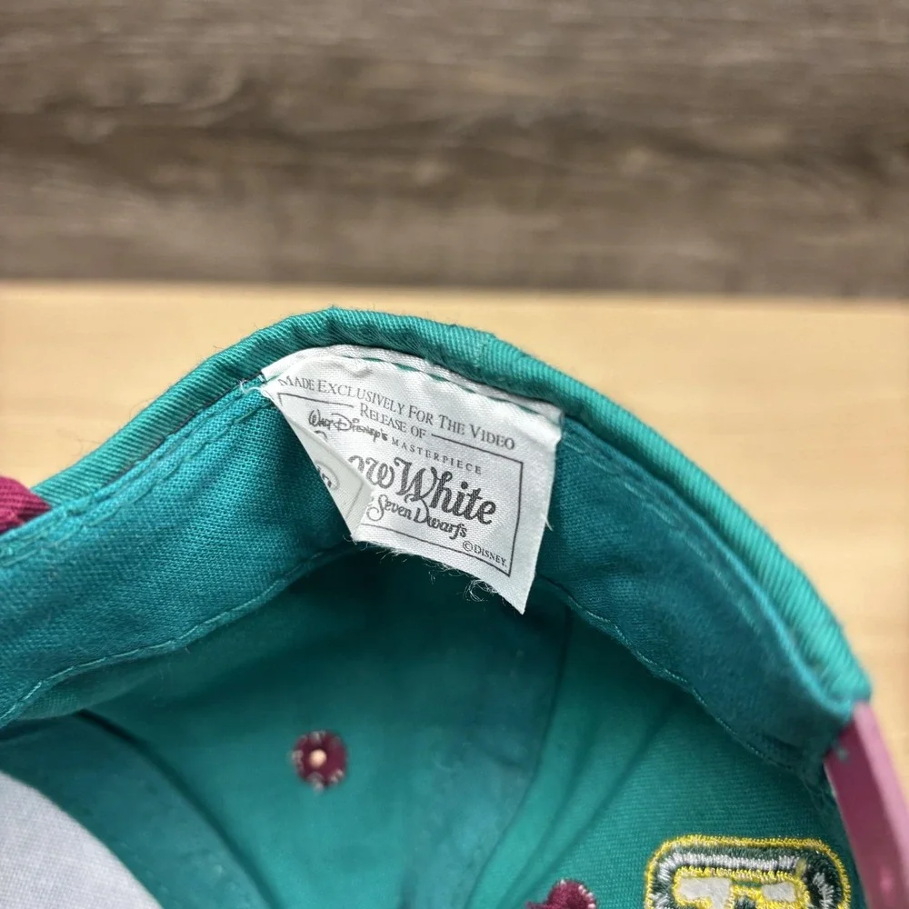Vintage Disney Grumpy‎ Hat Cap Snap Back Youth Teal Purple Snow White 1990s