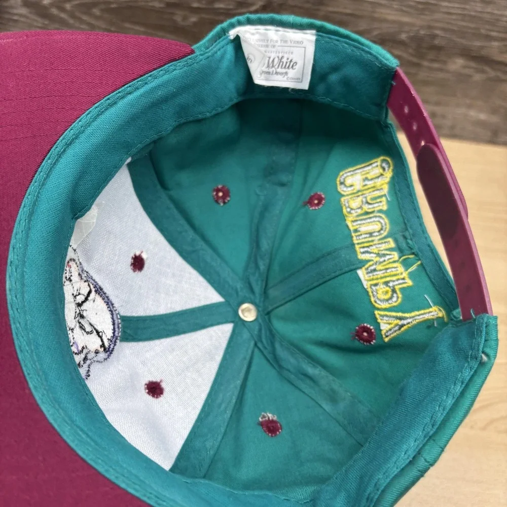 Vintage Disney Grumpy‎ Hat Cap Snap Back Youth Teal Purple Snow White 1990s