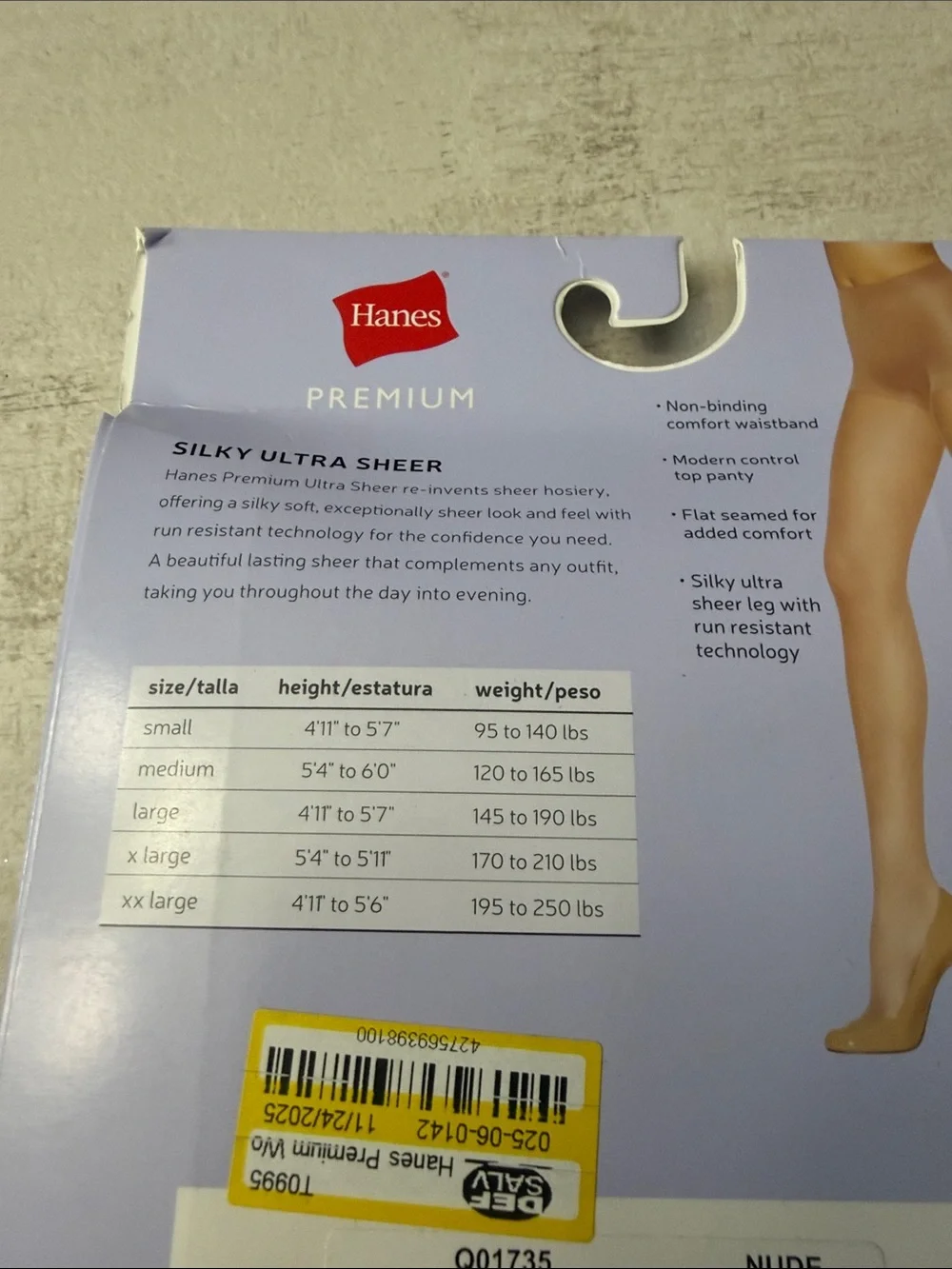 Hanes Premium Ultra Sheer Hosiery in Nude. Two pair.