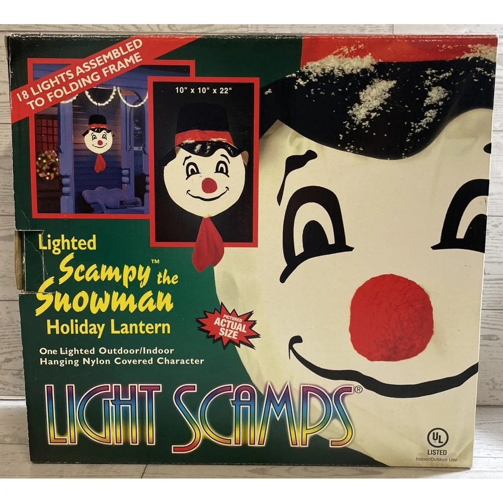 Scampy The Snowman Lighted Holiday Lantern Outdoor/Indoor Christmas‎ Display Vtg