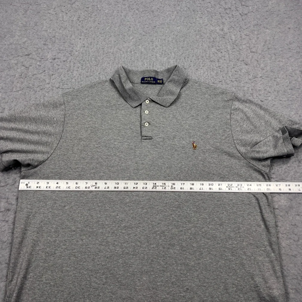 Polo Ralph Lauren Shirt Men's 2XB Gray Classic Flesh Pony Casual Cotton Knit Top