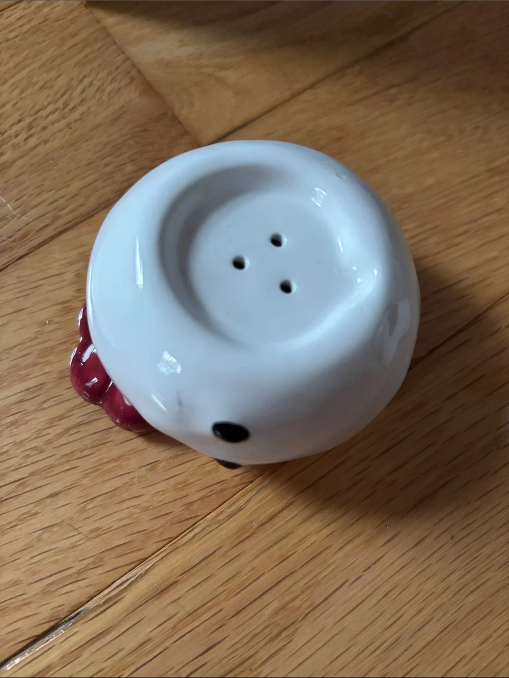 Ceramic Snowman Figurine with Black Top Hat and Green Band