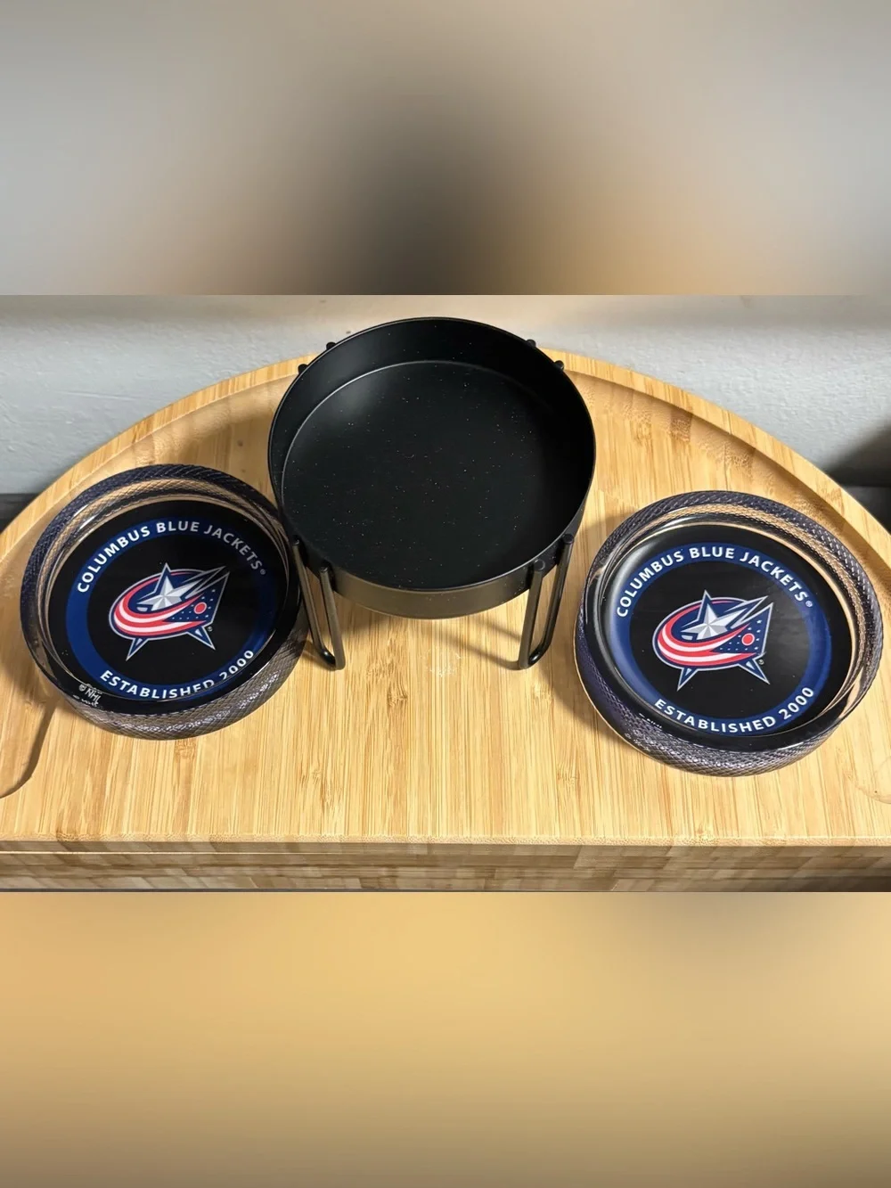 NHL Columbus Blue Jackets Round Tray in Navy, Black & Red