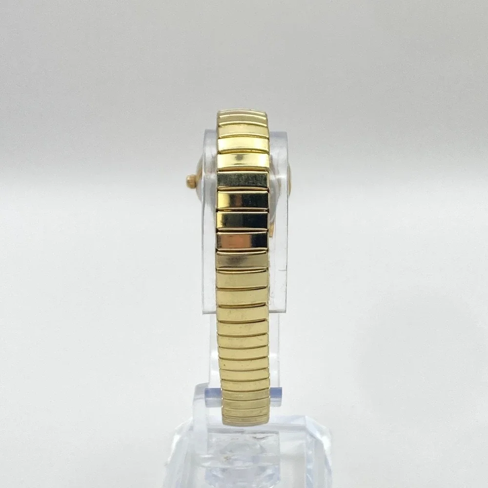 Vintage Armitron Women's Watch Gold Tone Diamond Stretch Band New Battery 6.75