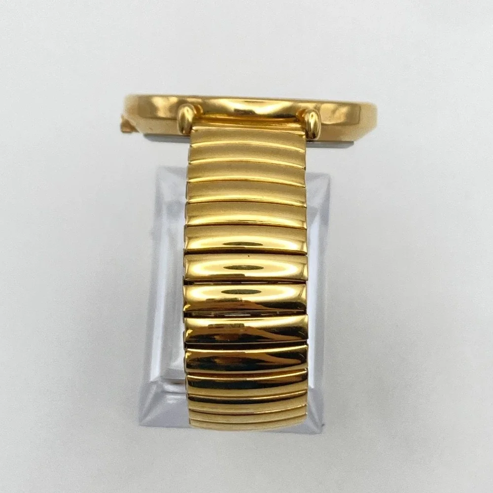 Women's Easy Reader Watch Gold Tone Crystals 43mm Wide Stretch Band New Battery