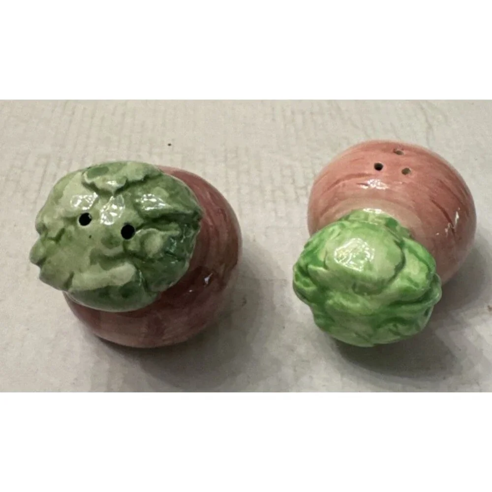 Vintage Fitz and Floyd Salt & Pepper Shakers Radish Vegetable Garden w/Stoppers