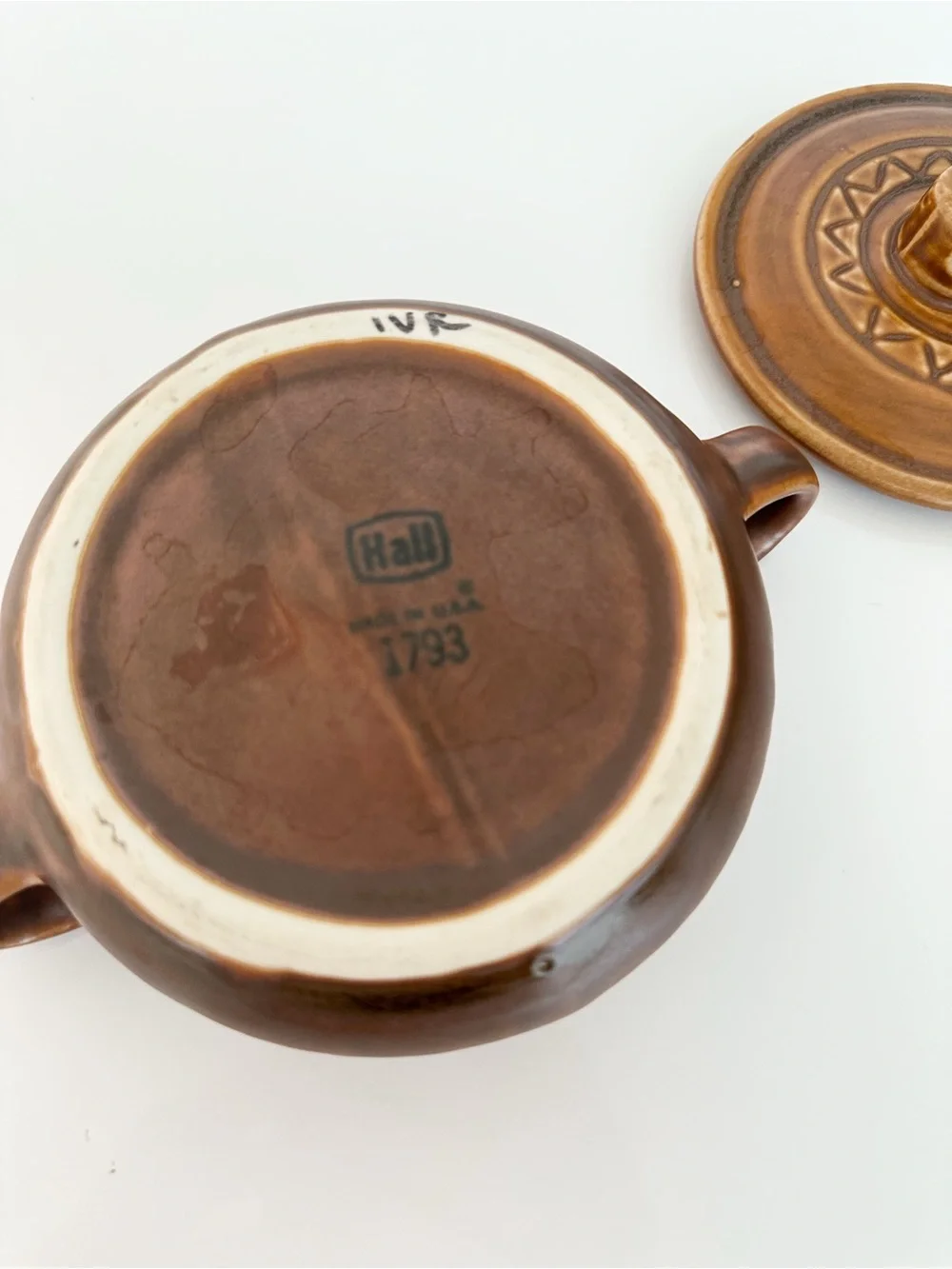 Hall Pottery pieces zigzag owllid