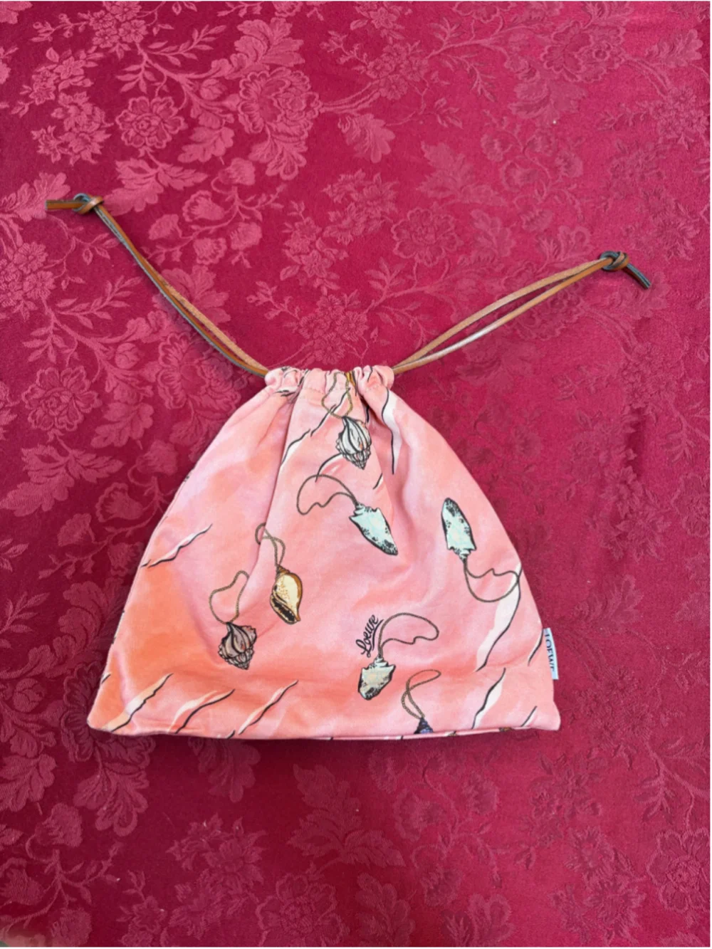 Loewe Pink & Brown Canvas Paula's Ibiza Cosmetic Bag With Seashell Motif