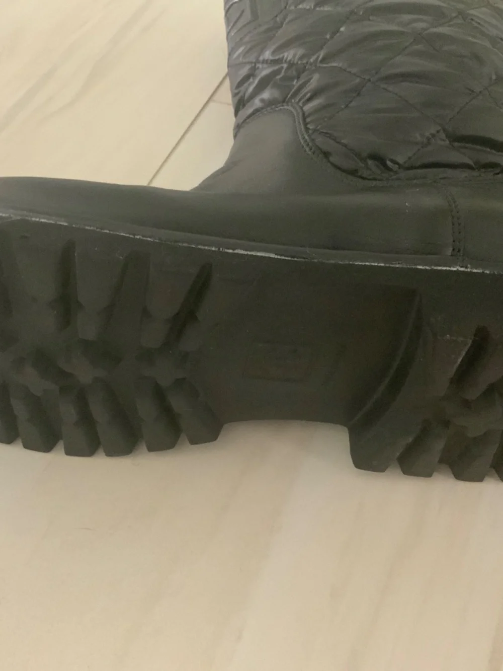 CHANEL black leather