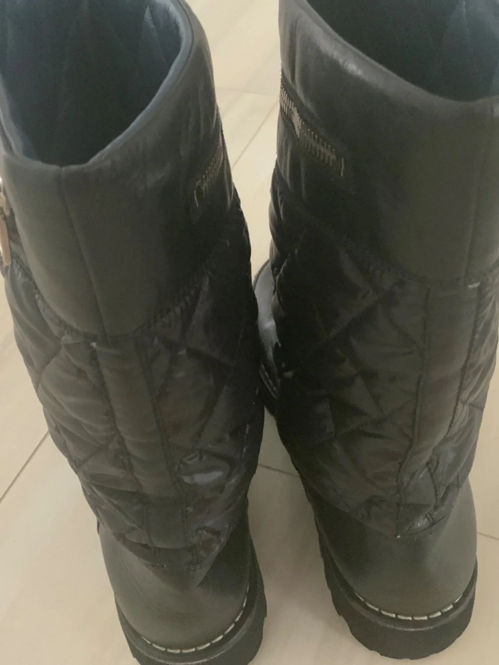 CHANEL black leather