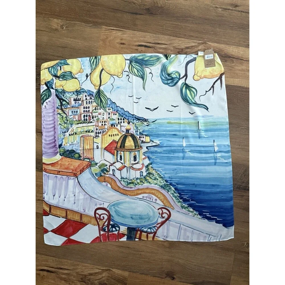 Amalfi Italy Coast Positano Silk Scarf Lemon Scarf Summer Scarf Gift for Her NWT