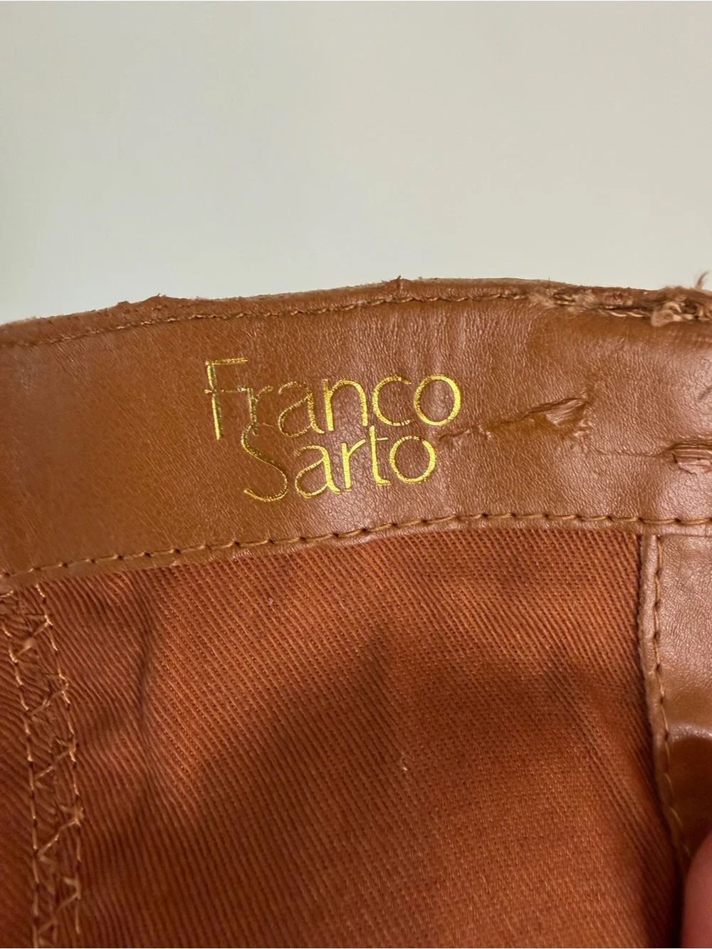Franco Sarto Tall Knee high Boots in Cognac brown leather zip on side size 8.5