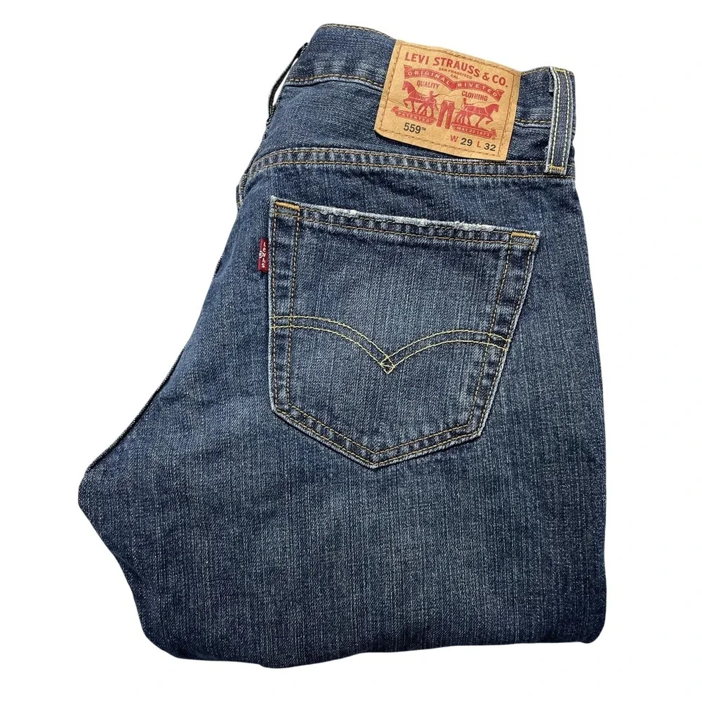Levis 559 Jeans Mens 29x32 Blue Medium Wash Relaxed Straight Denim Pants Casual