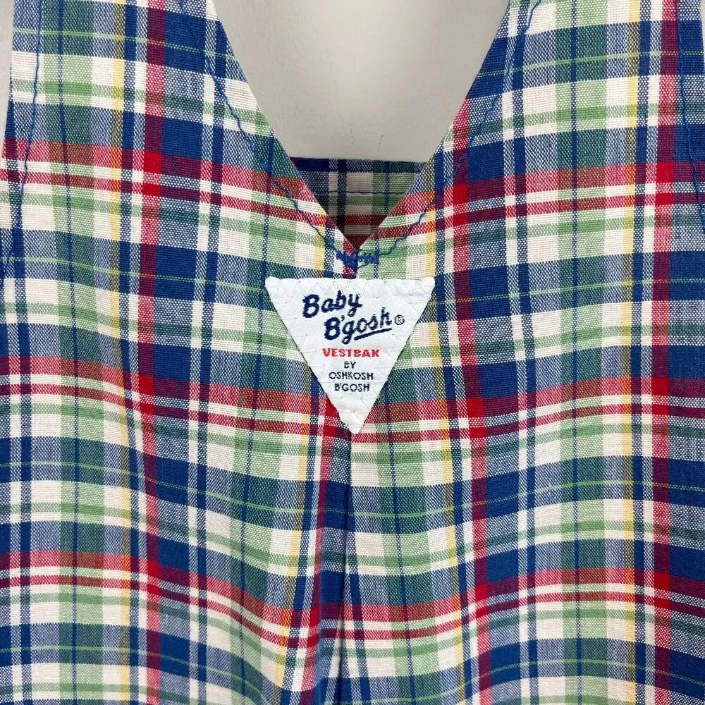 Vintage OshKosh B'gosh Plaid Shortalls 24 Months USA