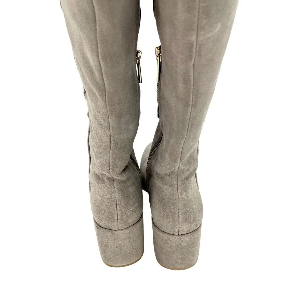 Taryn Rose Boots Catherine Gray Suede Leather Over The Knee SZ 5.5 New $375