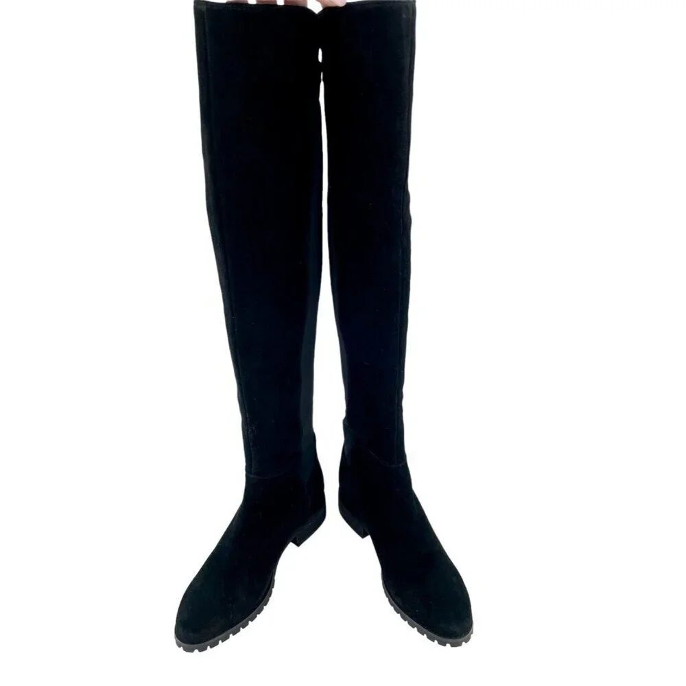 Blondo Presto Riding Boots OTK Black Suede Leather Waterproof SZ 5.5 New