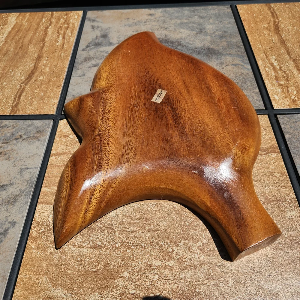 Vintage Monkey Pod Wood Leaf-Shaped Serving Tray