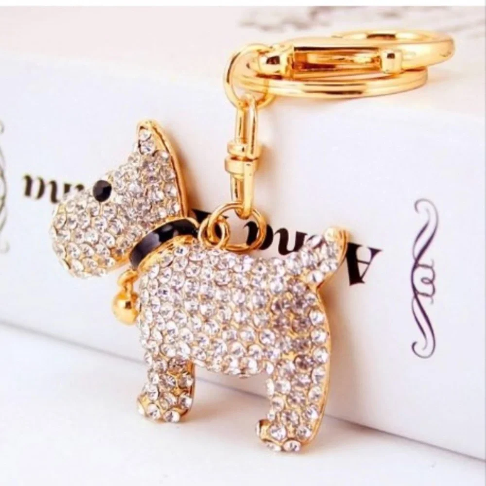 Crystal Scottie Dog Bag Charm/Keychain NEW