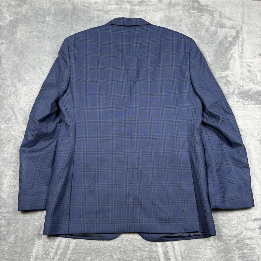 Jos A Bank Reserve 40R Blue Windowpane Silk Wool Sport Coat Blazer Chelsea