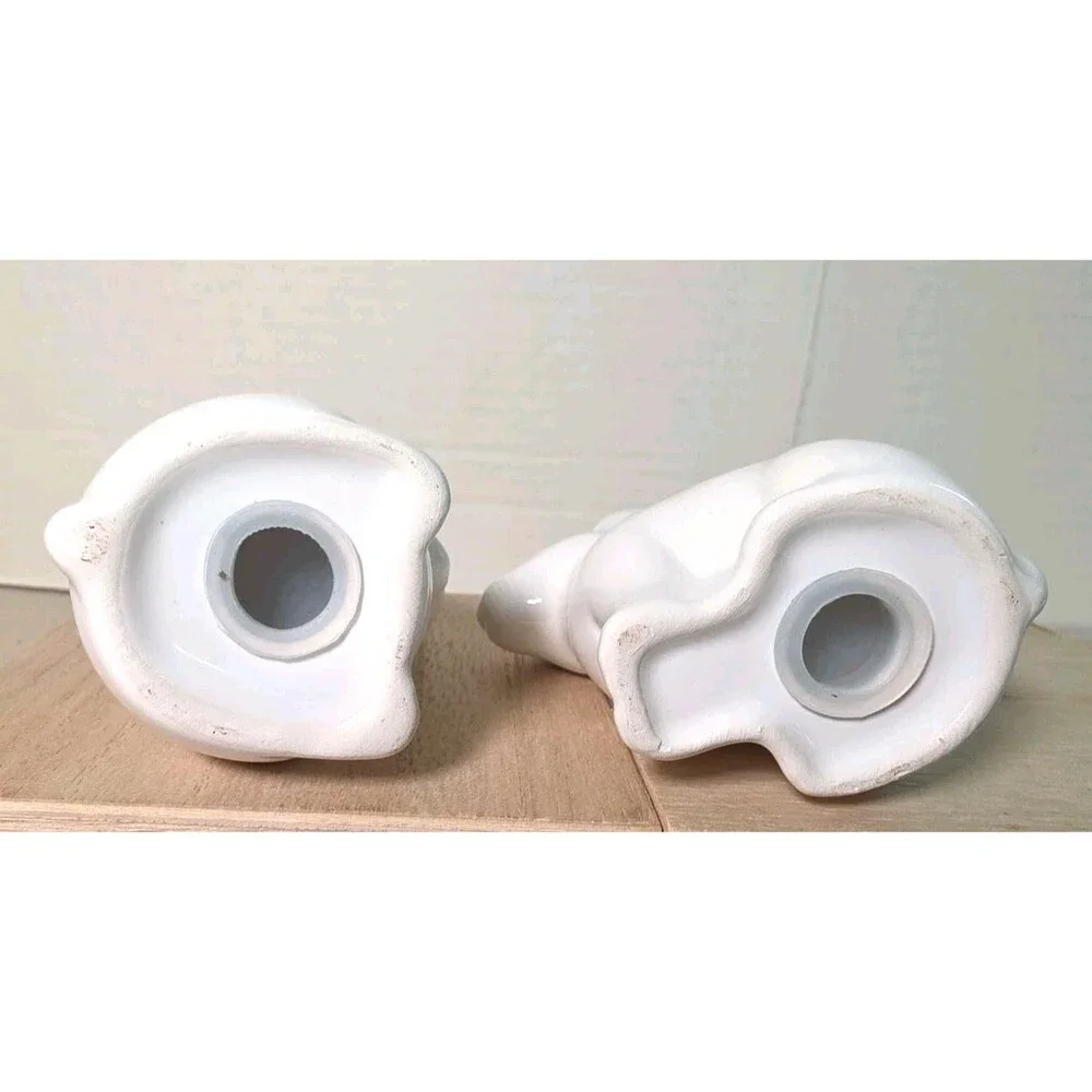 Porcelain White Bunny Rabbit With Gold Ears Salt And Pepper Shakers